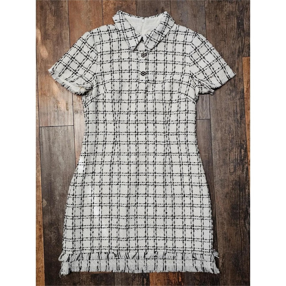 Eliza J Polo Collar Short Sleeve Tweed Dress Size 8